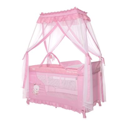 Кровать - манеж с балдахином Lorelli Magic Sleep Синий Mellow Rose Ballerina Bear