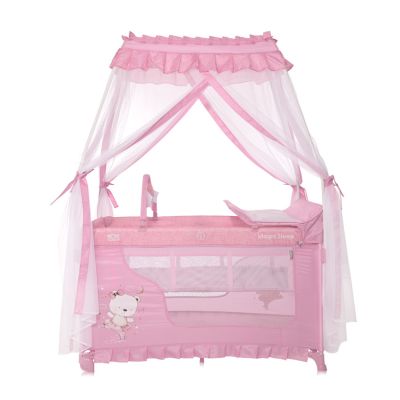 Кровать - манеж с балдахином Lorelli Magic Sleep Синий Mellow Rose Ballerina Bear