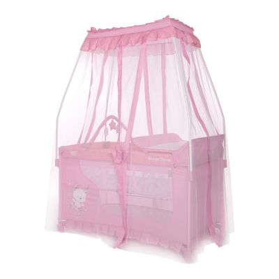 Кровать - манеж с балдахином Lorelli Magic Sleep Синий Mellow Rose Ballerina Bear