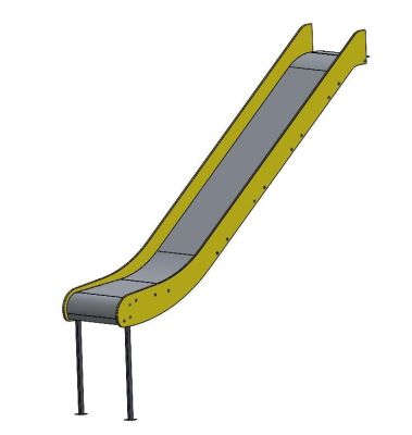Гірка спуску з нержавіючої сталі 2 мм з HDPE пластиковими бортами 15 мм