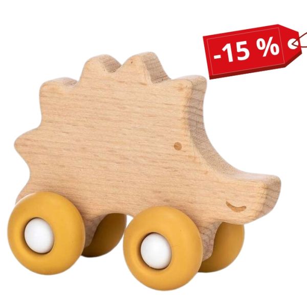 Деревянная игрушка FreeON ежик на силиконовых колесах