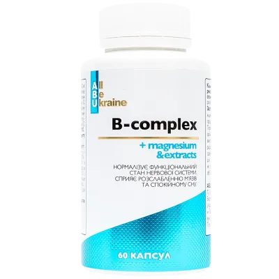 B-complex + Magnesium + Extracts Glycine, ABU (комплекс витаминов группы B с магнием и глицином)