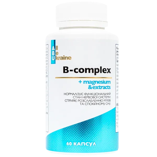 B-complex + Magnesium + Extracts Glycine, ABU (комплекс витаминов группы B с магнием и глицином)