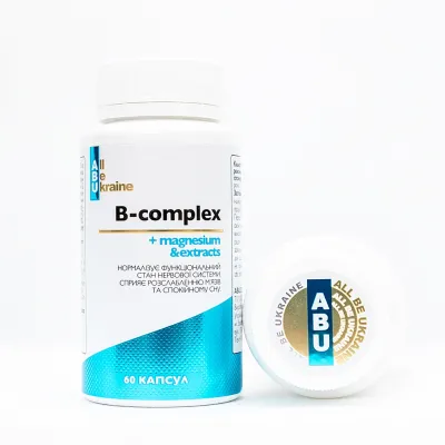 B-complex + Magnesium + Extracts Glycine, ABU (комплекс витаминов группы B с магнием и глицином)