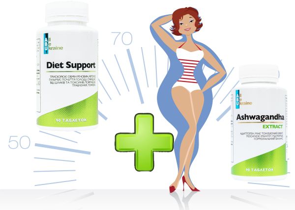 Diet Support + Ashwagandha (Диет Саппорт + Ашваганда) для похудения, коррекция фигуры, нормализация аппетита